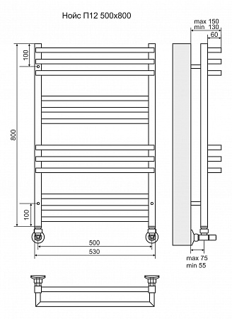 Нойс П12 500х800 Полотенцесушитель  TERMINUS Казань - фото 3
