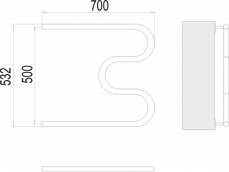 М-обр AISI 32х2 500х700 Полотенцесушитель  TERMINUS Казань - фото 3