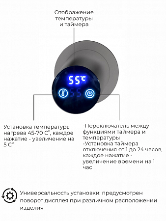 Рондо П2 350х760 электро Полотенцесушитель TERMINUS Оружейная сталь Казань - фото 5
