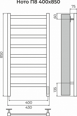 Ното П8 400х850 Электро (quick touch) Полотенцесушитель TERMINUS Казань - фото 3