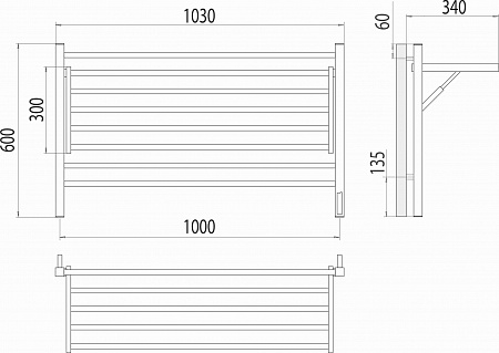 Горизонт П8 1000х600 электро КС ЧЕРНЫЙ МУАР (sensor quick touch) Полотенцесушитель TERMINUS Казань - фото 5